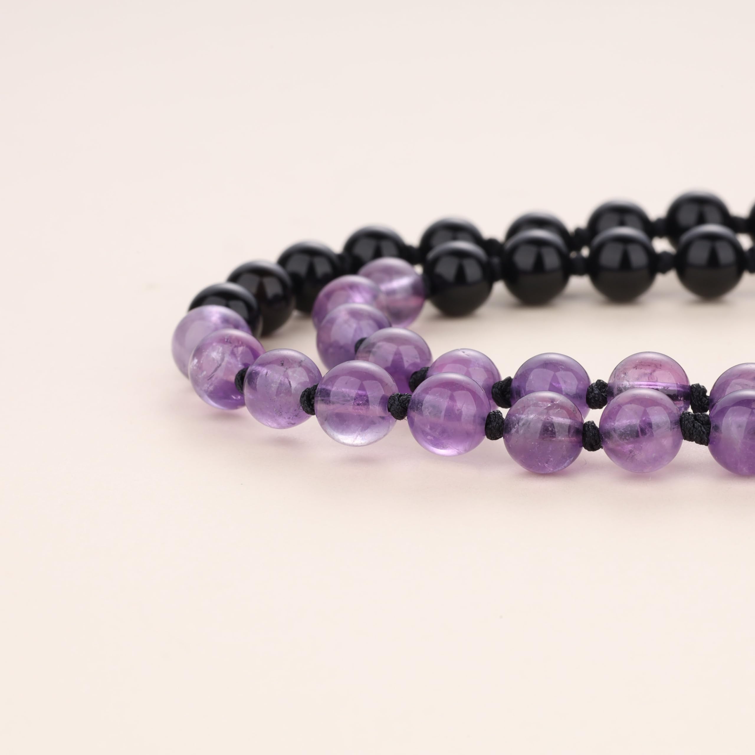 COAI Handmade 108 Beads Mala Necklace for Women, Green Aventurine/Amethyst Onyx 7 Chakra Necklace for Women - Image 4